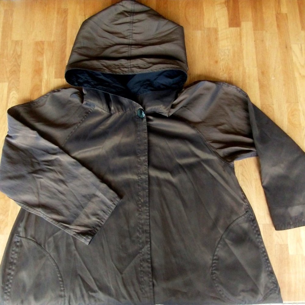 Mycra Pac Reversible Hooded Long Rain Jacket - Bronze and Black